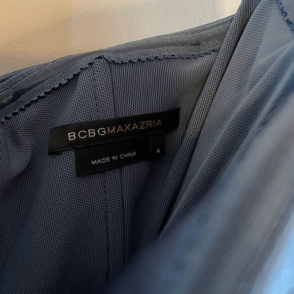 BCBGMaxAzria Blue Grey Woven Embellished Halter Dress | SZ 4 - Picture 13 of 16